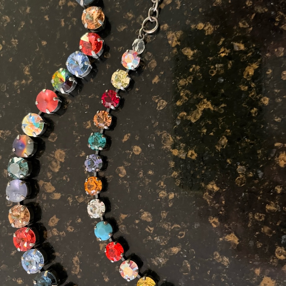 Multicolor Crystal Necklace single strand - Picture 2 of 5